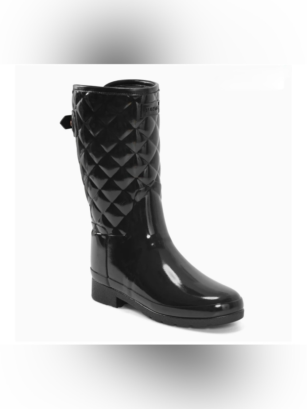 Hunter Black Adjustable Quilted Refined Slim Fit Short Rain Boots Size 7 - Picture 5 of 15